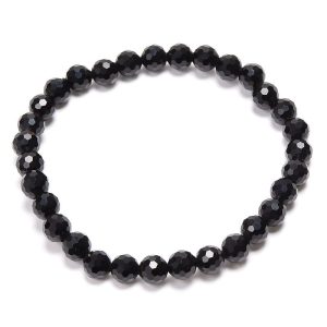 Agat, svart armband fasettslipad 6mm