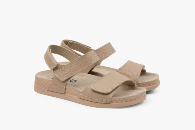Moveo damsandal i läder med hälrem - beige - Bild 2