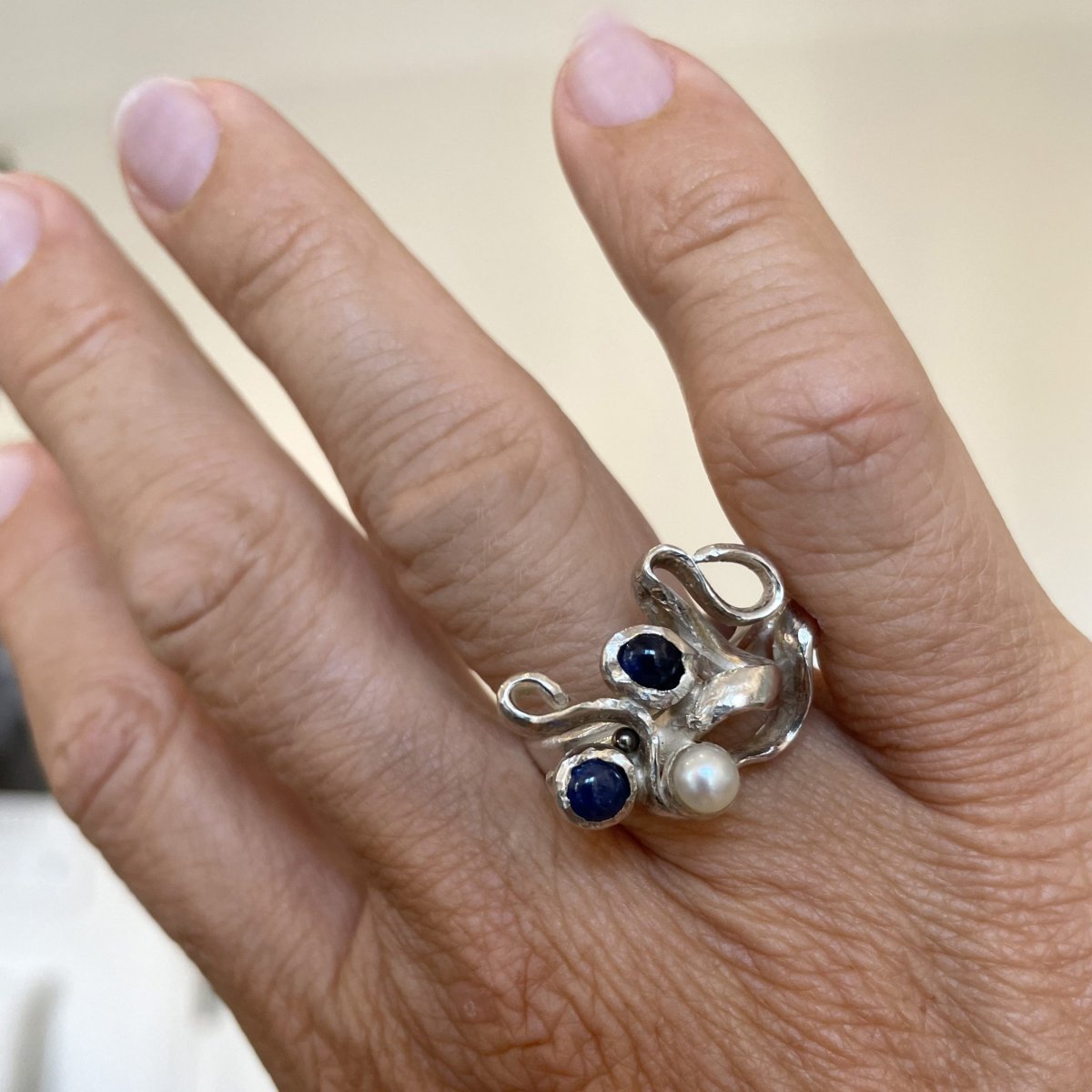 Unik design silverring med blå safirer. Sincerely Jaak, R124 - Bild 5