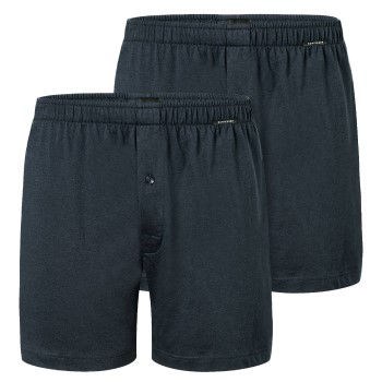 Schiesser Kalsonger 2P Long Boxershorts Mörkblå bomull Small Herr