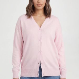 boohoo Dam Mammakläder Ribbstickad Kofta Med Snörad Fåll | Rosa | Storlek 44