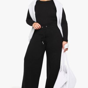 boohoo Dam PLUS JOGGERS MED VIDE BEN | Svart | Storlek 48