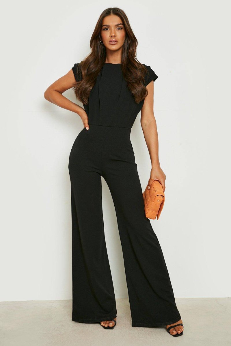 boohoo Dam Ruched Detail Wide Leg Jumpsuit | Svart | Storlek 44 - Bild 2